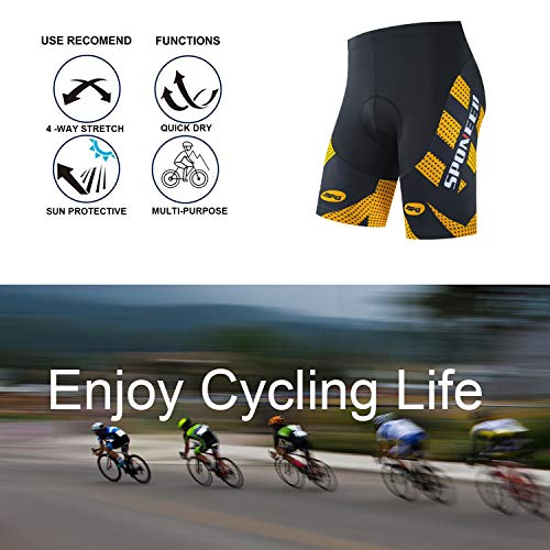 sponeed Padding Cycle Pants Training Gym Compression Padded Spinning Shorts Bicycle Gifts US 3XL Yellow Golden - Image 2
