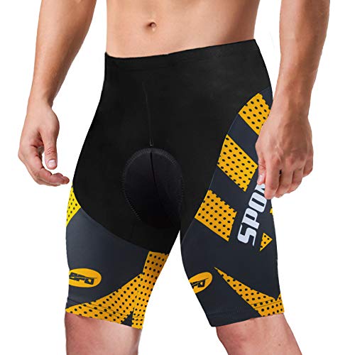 sponeed Padding Cycle Pants Training Gym Compression Padded Spinning Shorts Bicycle Gifts US 3XL Yellow Golden - Image 4