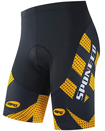 sponeed Padding Cycle Pants Training Gym Compression Padded Spinning Shorts Bicycle Gifts US 3XL Yellow Golden - Image 1