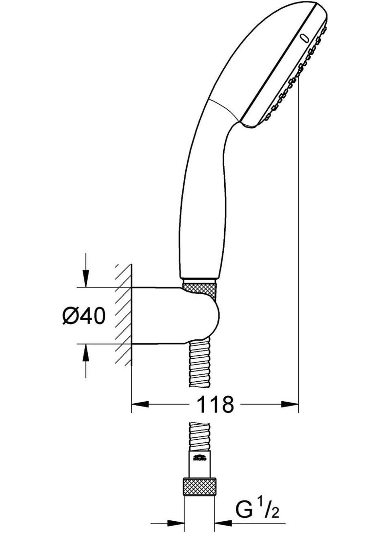 جروهي تجهيزات الاستحمام والحمام من جروهي، دش يدوي بثلاثة أوضاع للرش وحامل جداري - مجموعة تمبيستا 100، 27803 - Image 3