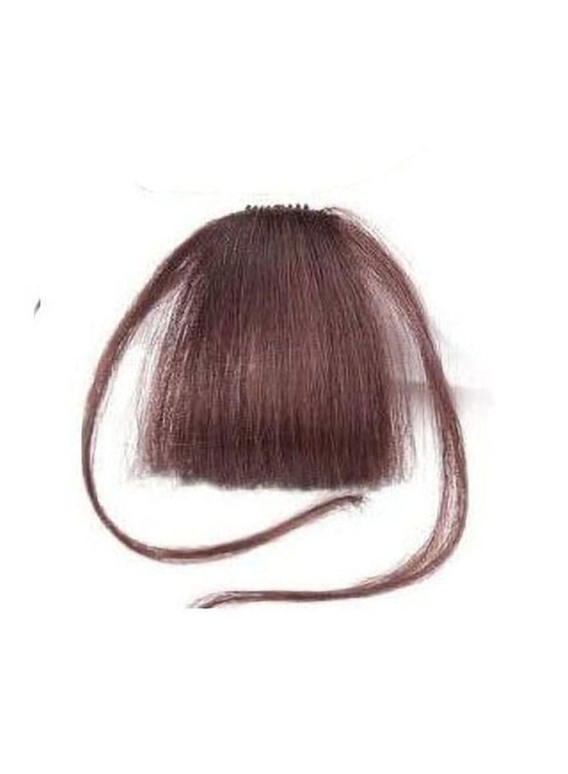 إستيل وصلات شعر رفيعة وأنيقة للنساء من قطعة واحدة بهامش أنيق بالكامل ، قطعة شعر مستقيمة جانبية مع ملحقات مشبك (مع السوالف ، بني داكن) - Image 1