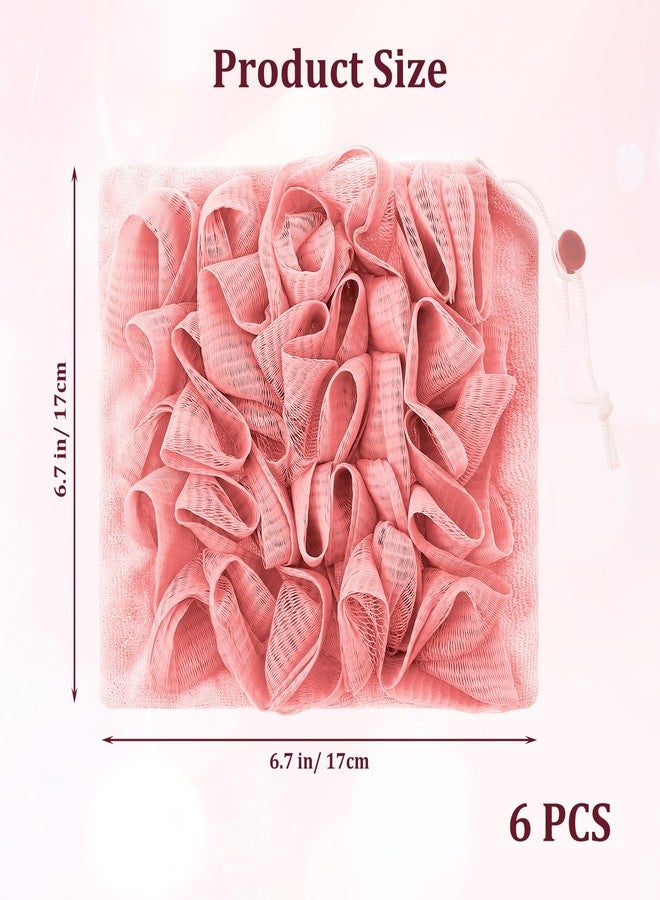 AojSup 6 Pack Soap Bar Loofah, 2 in 1 Loofah Washcloth Combo, Bath Sponge with Drawstring, That Holds Bar Soap for Cleansing and Smooth Skin (6 Colors, 6.7 x 6.7 Inch) - Image 2