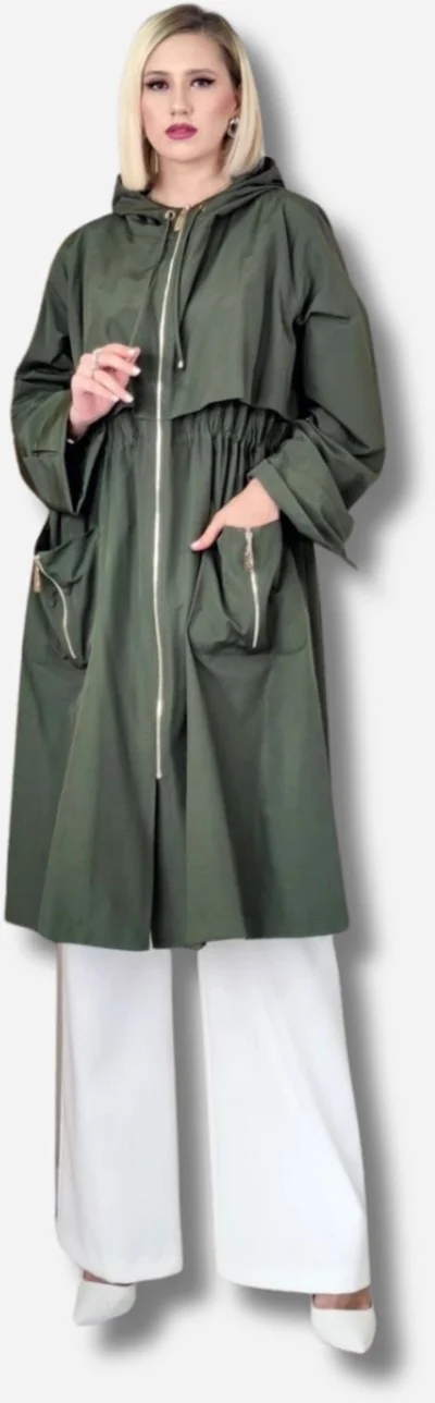 Modatalika Women's Pocket Detailed Side Zippered Design Trench Coat