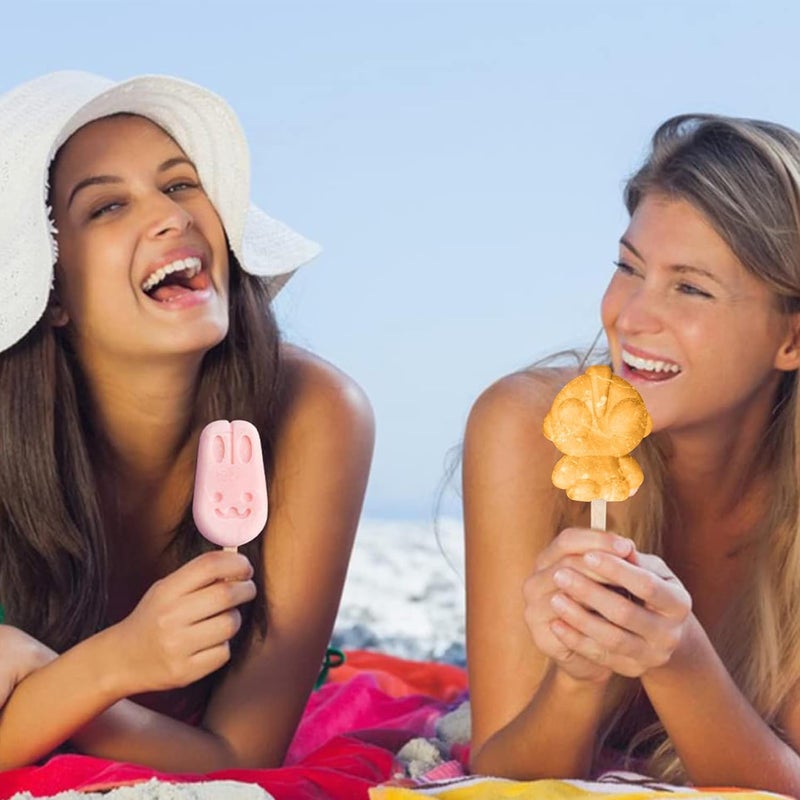 BAKING SET Creative Candy Theme Non-Stick Silicone Ice Cream Molds with 6 Reusable Sticks BPA Free Easy Release DIY Shapes Kulfi Popsicle Dessert Mould Ice Cream Pop Maker (1 Tray Animal) - Image 5