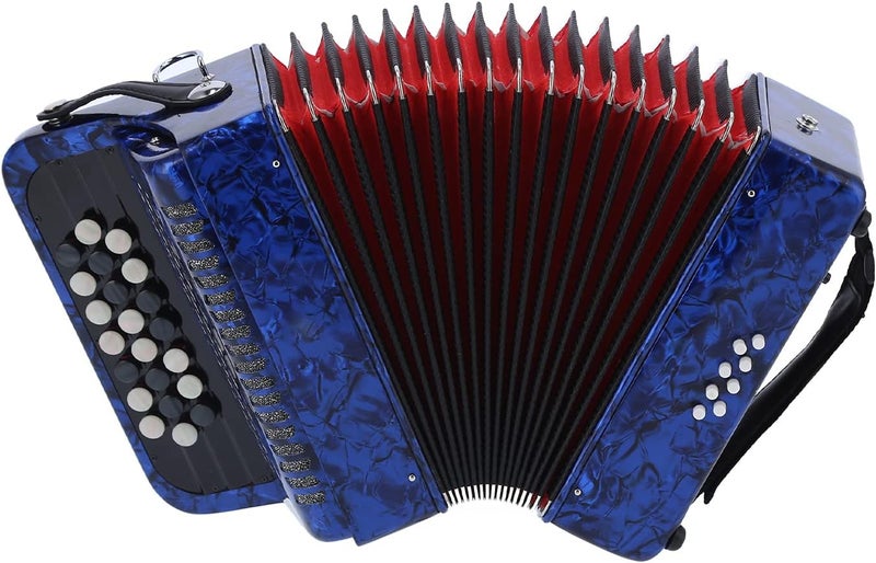 كلاراكو أكورديون بيانو احترافي أنيق ومريح بـ 22 مفتاحًا و8 باس مع حقيبة تخزين، أداة موسيقية تعليمية يدوية الصنع مع زر مصقول للطلاب المبتدئين (أزرق) - Image 4