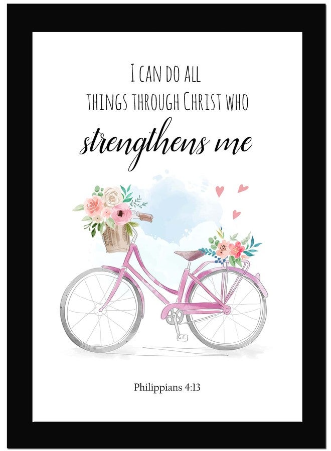 AR Creative I Can Do All Things - Bible Verse Photo Framed Wall Poster, Bible Quotes Print with Frame, Home, Bible Quotes Poster (13.6 inch x 10.2 inch)(multicolor) - Image 1