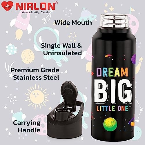 NIRLON Stainless Steel Single Walled Water Bottle 750ml, Water Bottles For Fridge, School,Gym,Home,office,Boys, Girls, Kids, Leak Proof (UV Printed Bottle, Space Fun, Sipper Cap) - Image 4