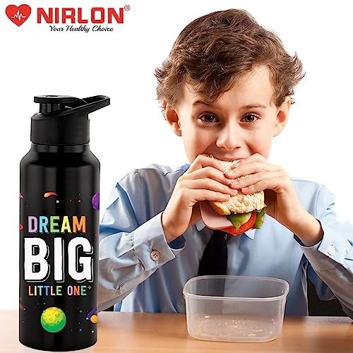 NIRLON Stainless Steel Single Walled Water Bottle 750ml, Water Bottles For Fridge, School,Gym,Home,office,Boys, Girls, Kids, Leak Proof (UV Printed Bottle, Space Fun, Sipper Cap) - Image 5