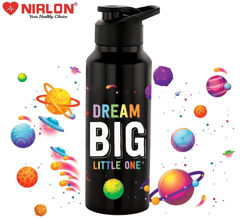 NIRLON Stainless Steel Single Walled Water Bottle 750ml, Water Bottles For Fridge, School,Gym,Home,office,Boys, Girls, Kids, Leak Proof (UV Printed Bottle, Space Fun, Sipper Cap) - Image 2
