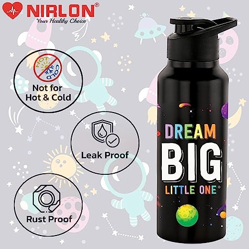 NIRLON Stainless Steel Single Walled Water Bottle 750ml, Water Bottles For Fridge, School,Gym,Home,office,Boys, Girls, Kids, Leak Proof (UV Printed Bottle, Space Fun, Sipper Cap) - Image 3