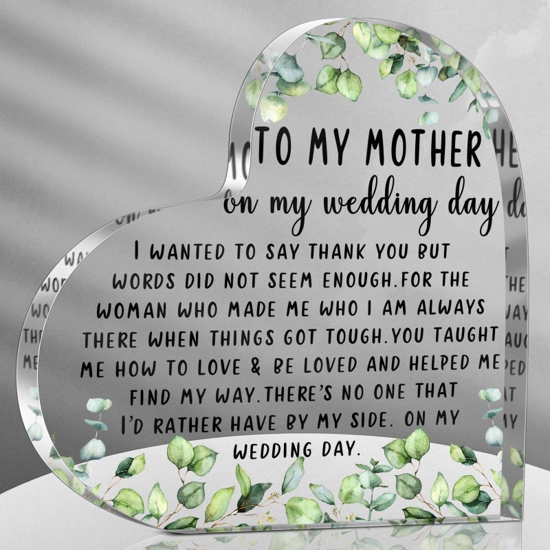 Chunful Chunful Acrylic Heart Keepsake Wedding Gift from Daughter Gifts for Mother of the Bride  Decorative HeartLeaves 