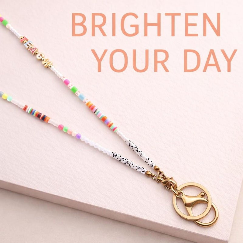 MyfavoriteK Colorful Beaded Lanyard for ID Badge Fun Necklace Teacher Lanyard Cute Lanyard for Teachers Nurses Students (Teach) - Image 5