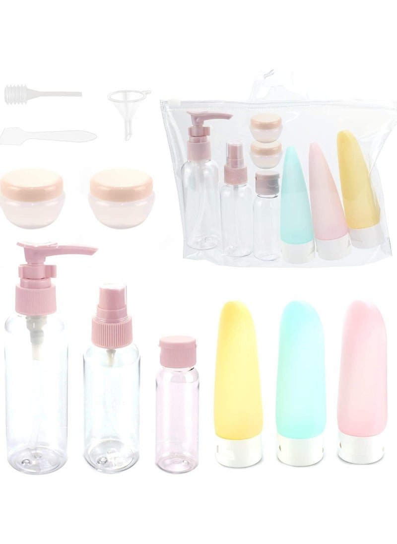 Travel Bottles for Toiletries 11 PCS, Plastic Travel Size Refillable Containers for Liquid Shampoo, Lotion, Cream, Dispenser Accessories Kit, Leak Proof