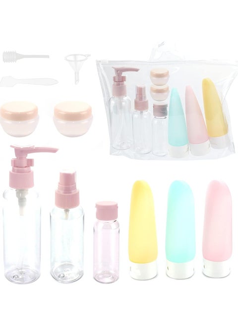 Travel Bottles for Toiletries 11 PCS, Plastic Travel Size Refillable Containers for Liquid Shampoo, Lotion, Cream, Dispenser Accessories Kit, Leak Proof