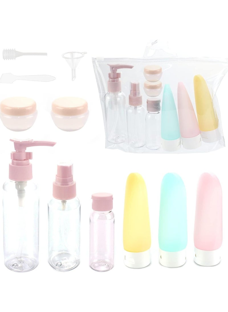 Travel Bottles for Toiletries 11 PCS, Plastic Travel Size Refillable Containers for Liquid Shampoo, Lotion, Cream, Dispenser Accessories Kit, Leak Proof