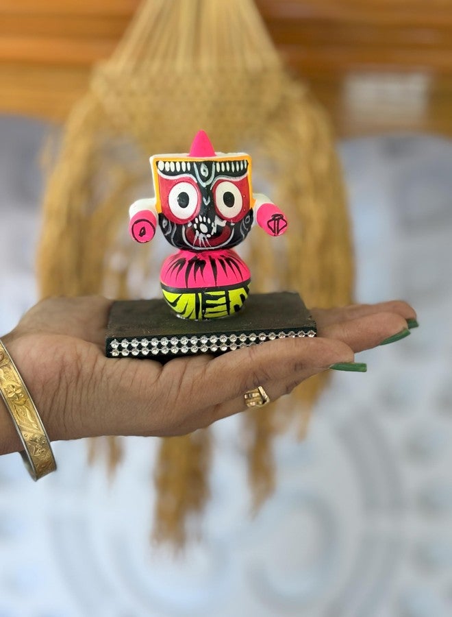 FernHaus Handcrafted Lord Jagannath Idol, Wooden MDF Base, Hand Painted-for Home Deocr,TV Unit Decor, Car Dash Board, Puja, Shop, Office, Gifting Decorative Showpiece - Image 3