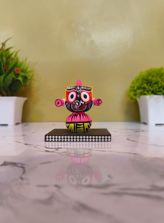 FernHaus Handcrafted Lord Jagannath Idol, Wooden MDF Base, Hand Painted-for Home Deocr,TV Unit Decor, Car Dash Board, Puja, Shop, Office, Gifting Decorative Showpiece - Image 5