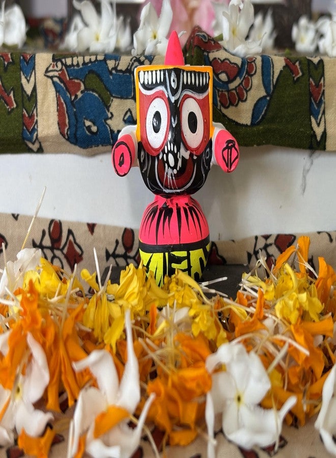 FernHaus Handcrafted Lord Jagannath Idol, Wooden MDF Base, Hand Painted-for Home Deocr,TV Unit Decor, Car Dash Board, Puja, Shop, Office, Gifting Decorative Showpiece - Image 2