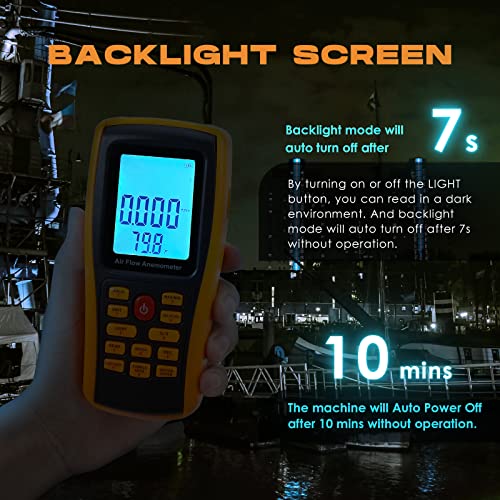 Bonvoisin Hotwire Anemometer Handheld CFM/CMM Air Flow Velocity Meter Wind Speed Gauges with Backlight LCD Display for HVAC in-Duct Airflow Air Velocity Temperature(Thermal Anemometer) - Image 4