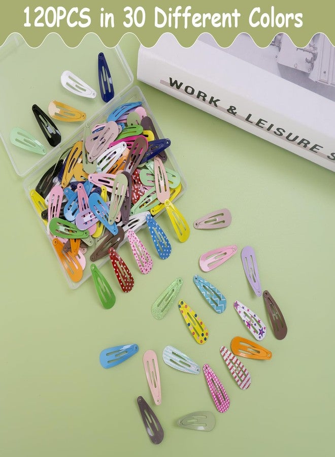 SLYFTE Premium Snap Mini Hair Clips, 120PCS Kids Barrettes Metal Non Slip Hair Bow Clips for Girls Toddlers Hair Accessories(1.2 Inch 30 colors) - Image 5