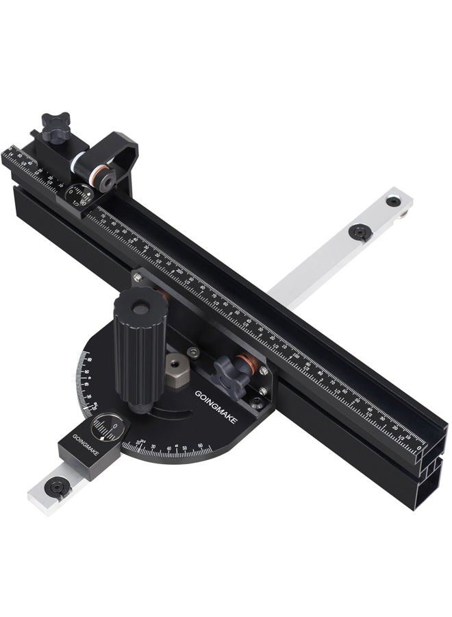 GOINGMAKE Compact Table Saw Miter Gauge with 360mm Fence and Multifunction Flip Stop and Positive Angle Stops, Miter Gauge for Table Saw Accessories, for Woodworking Cuts, Fits 3/4"x3/8" Slot - Image 1