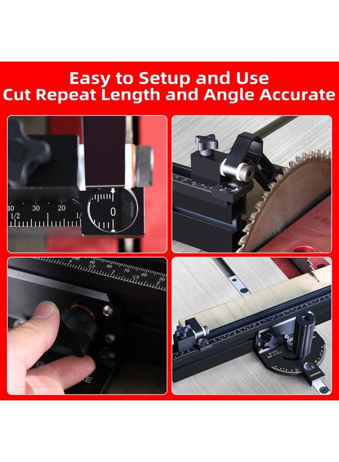 GOINGMAKE Compact Table Saw Miter Gauge with 360mm Fence and Multifunction Flip Stop and Positive Angle Stops, Miter Gauge for Table Saw Accessories, for Woodworking Cuts, Fits 3/4"x3/8" Slot - Image 3