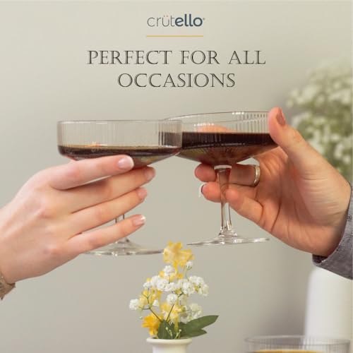 Crutello Champagne Coupe Glasses Set of 4, Classic 7oz Vintage Cocktail Glass, Ribbed Fluted Glassware for Champagne, Martini, Manhattan, Cosmopolitan, Spritz & Frozen Drinks - Image 4