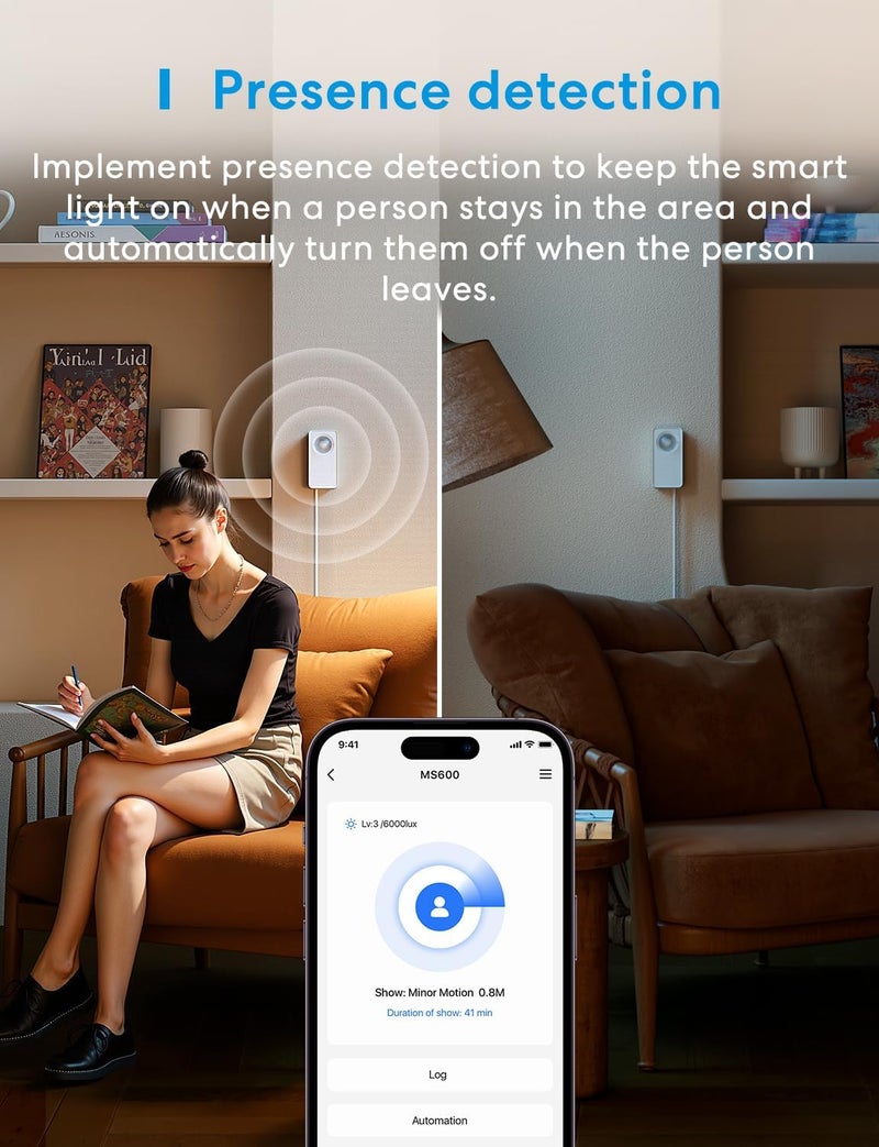 Meross Matter Presence Motion Sensor - Smart Indoor WiFi Motion Detector with App Notifications - Image 2