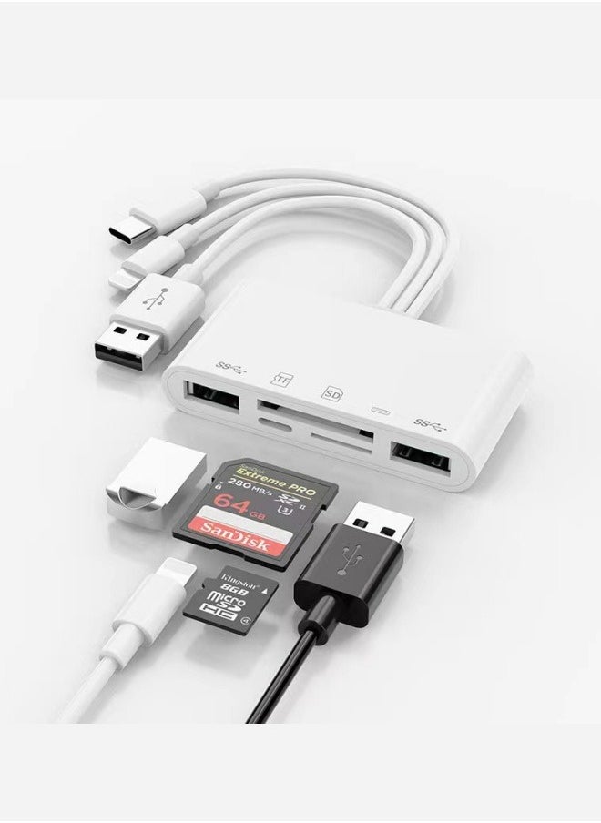 فلوف - قارئ بطاقة الذاكرة الرقمية المؤمنة 5 في 1 قارئ بطاقة الذاكرة USB OTG محول بطاقة الذاكرة الرقمية المؤمنة قارئ بطاقة مناسبة ل i-phone / i-pad ، الناقل التسلسلي العام جيم ، الناقل التسلسلي العام - Image 1