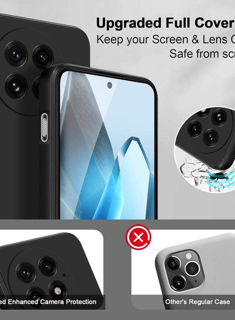 Case for OnePlus 13 5G Liquid Gel Rubber Bumper Case with Soft Microfiber Lining Cushion Slim Shockproof Protective with Camera Protection Cover for OnePlus 13 5G 2024 Black - Image 2