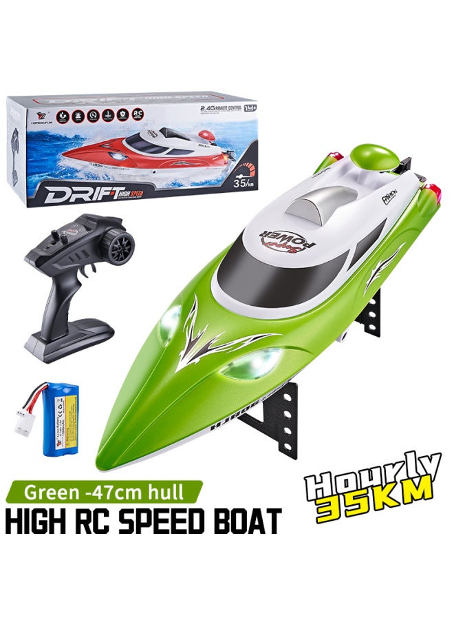 Hj806 قارب تحكم عن بعد ليلي ملاحة خفيفة ألعاب خارجية قارب سريع عالي السرعة 35 كم/ساعة قارب سريع اللون: أخضر (تغليف إنجليزي) - Image 1