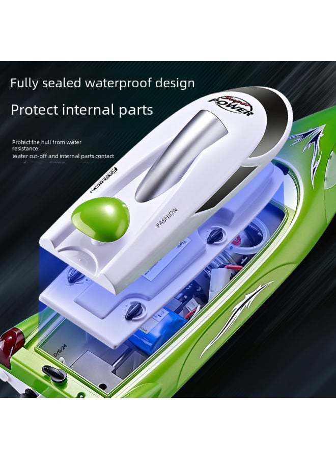 Hj806 قارب تحكم عن بعد ليلي ملاحة خفيفة ألعاب خارجية قارب سريع عالي السرعة 35 كم/ساعة قارب سريع اللون: أخضر (تغليف إنجليزي) - Image 3