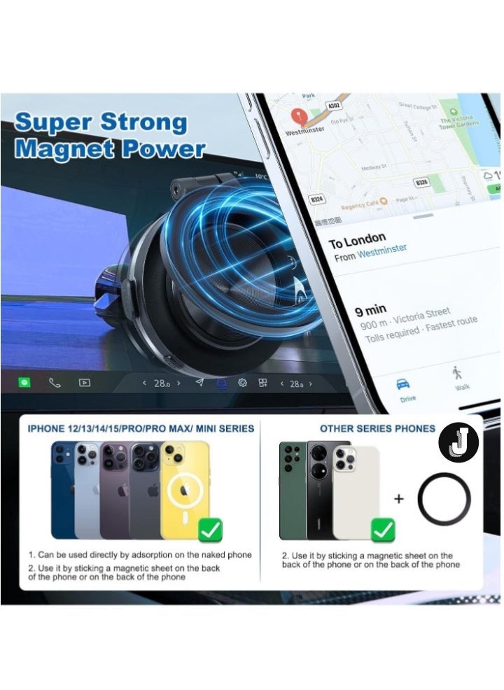 JAJEEK "Universal Car Phone Holder Mount for iPhone 16 Pro - 20 Strong Magnets & 360° Rotation (Black)" - Image 3