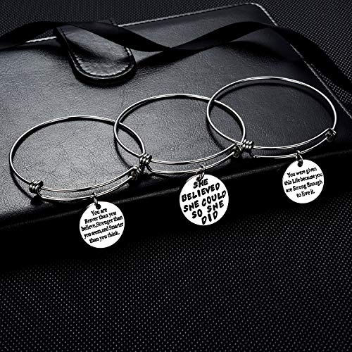 YEEQIN Pack of 3 Inspirational Bangle Bracelets, Inspirational Gifts, Inspirational Jewelry, Women Bangles, Strength Believe Confidence Gift (Pack of 3 Mixed Styles) - Image 3