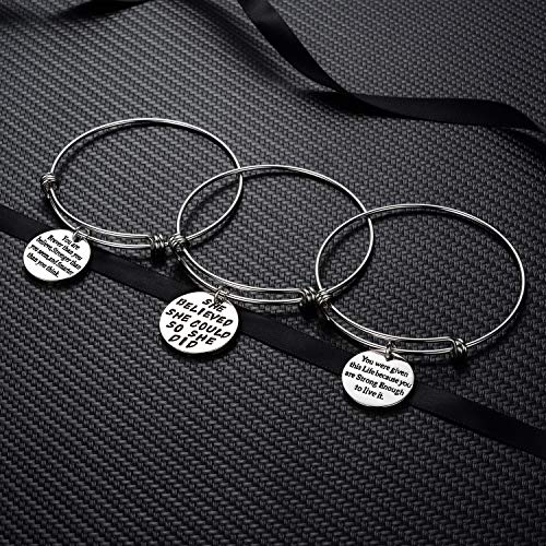 YEEQIN Pack of 3 Inspirational Bangle Bracelets, Inspirational Gifts, Inspirational Jewelry, Women Bangles, Strength Believe Confidence Gift (Pack of 3 Mixed Styles) - Image 4