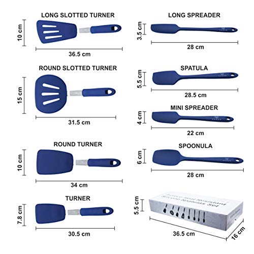 Amour Silicone Spatula Set - 8-Piece 450oF Heat-Resistant Baking Spoon & Spatulas - Ergonomic Easy-to-Clean Seamless One-Piece Design - Nonstick - Dishwasher Safe - (Blue) - Image 3