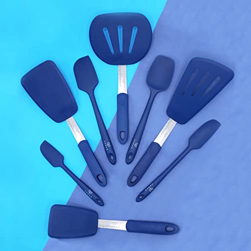 Amour Silicone Spatula Set - 8-Piece 450oF Heat-Resistant Baking Spoon & Spatulas - Ergonomic Easy-to-Clean Seamless One-Piece Design - Nonstick - Dishwasher Safe - (Blue) - Image 1