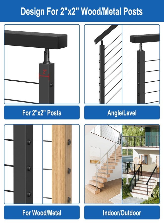 BLIKA Upgraded 10 Pairs 1/8" Black Invisible Cable Railing Kit, Hidden Swage Tensioner and Ends for 2"x2" Wood & Metal Posts, T316 Stainless Steel, Deck Stair Cable Railing Hardware - Image 4