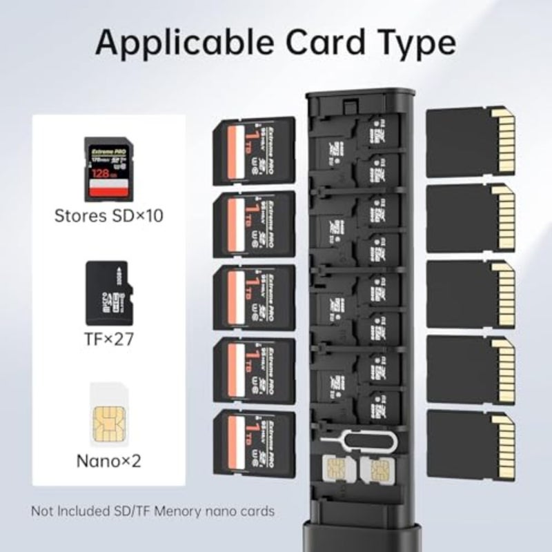 Pop-up Design 30 Slots Memory Card Case Crush Shockproof Wallet for 27 Micro SD SDXC SDHC TF Cards and 6 Cards/Micro SDHC/Micro Holder Organizer, Case Storage - Image 2