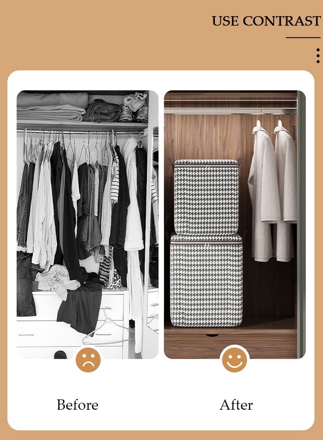 DUNISO 3PCS Wardrobe Clothes Organizer with Portable Handle Dust Cover Large Capacity Closet Storage Organizer for Clothes Jeans Washable Closet Storage Boxes Cube Storage Bin for Home Bedroom Office - Image 2