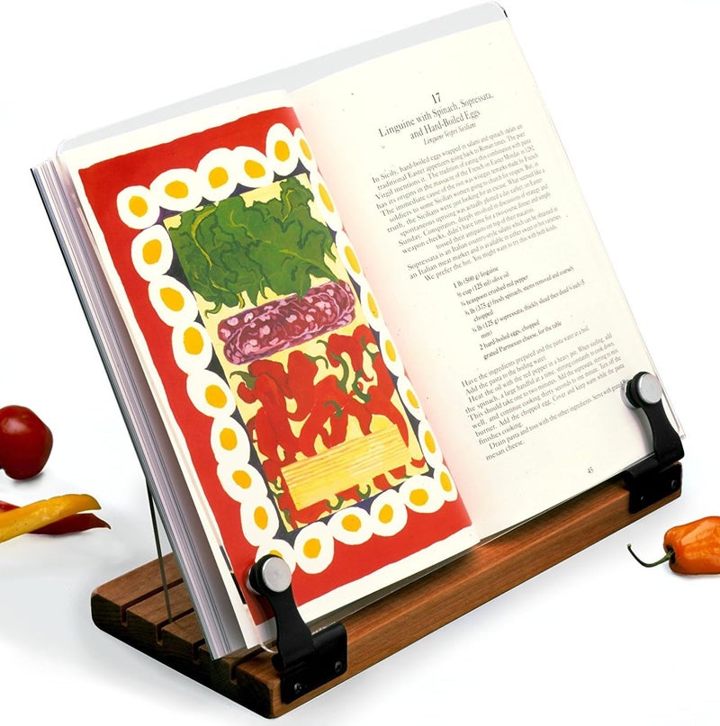 Clear Solutions Deluxe Original Cookbook Holder - Acrylic Shield With Wooden Base and Black Hinges - Made in the USA - Image 1