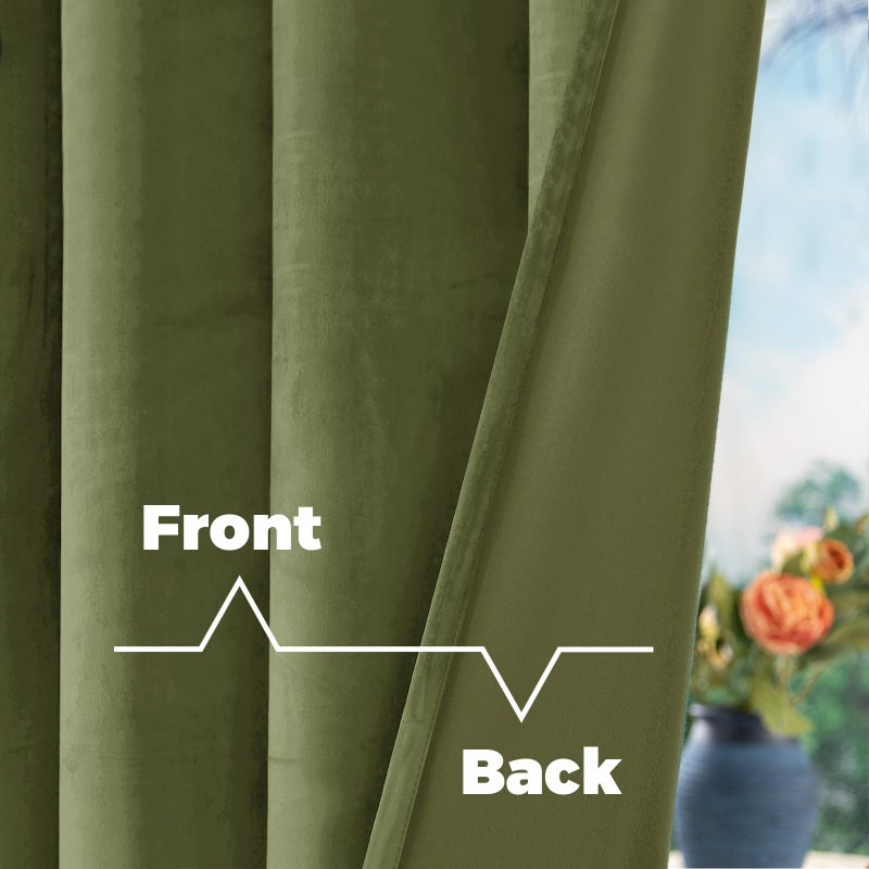 BGment Sage Green Velvet Curtains 84 Inches Length, Super Soft Room Darkening Thermal Insulated Blackout Curtains with Back Tab and Rod Pocket for Bedroom/Living Room, Set of 2 Panels, 52 x 84 Inch - Image 4