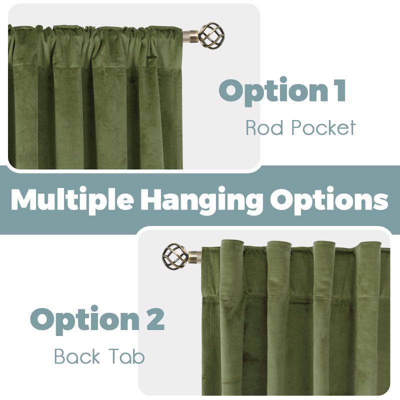 BGment Sage Green Velvet Curtains 84 Inches Length, Super Soft Room Darkening Thermal Insulated Blackout Curtains with Back Tab and Rod Pocket for Bedroom/Living Room, Set of 2 Panels, 52 x 84 Inch - Image 3