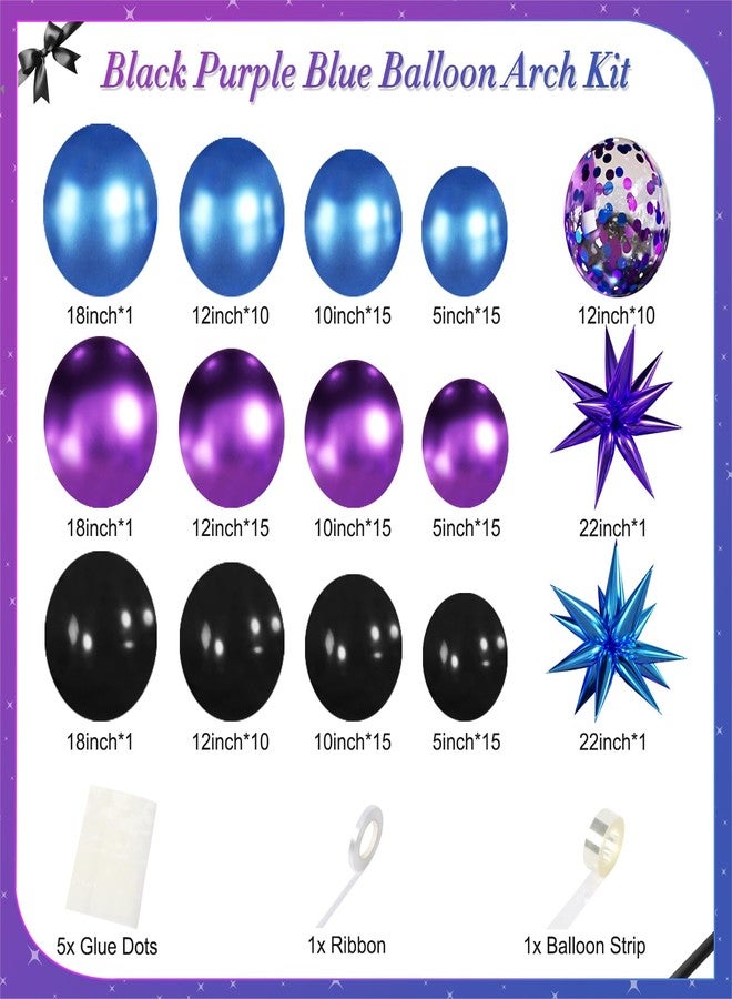 LANGASQUE Black Purple Blue Balloon Garland Arch Kit, 140Pcs Metallic Blue Purple Teal Balloons Confetti Balloons with Stars for Fun Play Party Decorations Baby Shower Engagement Birthday Party Decorations - Image 4