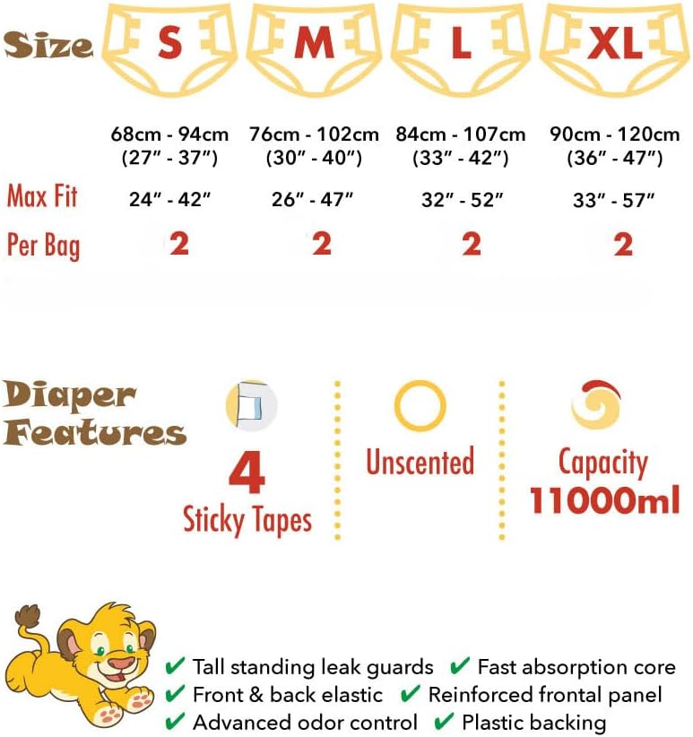 Rearz Mega Safari 11000ml Adult Printed Diapers Sample 2 Pack Medium - Image 2