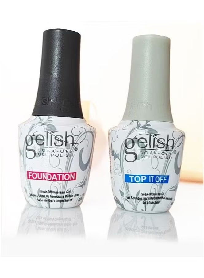 Gelish No Wipe Top Coat Base Coat Soak off UV LED Drying Long Lasting Shiny Nail Varnish Set - Image 3