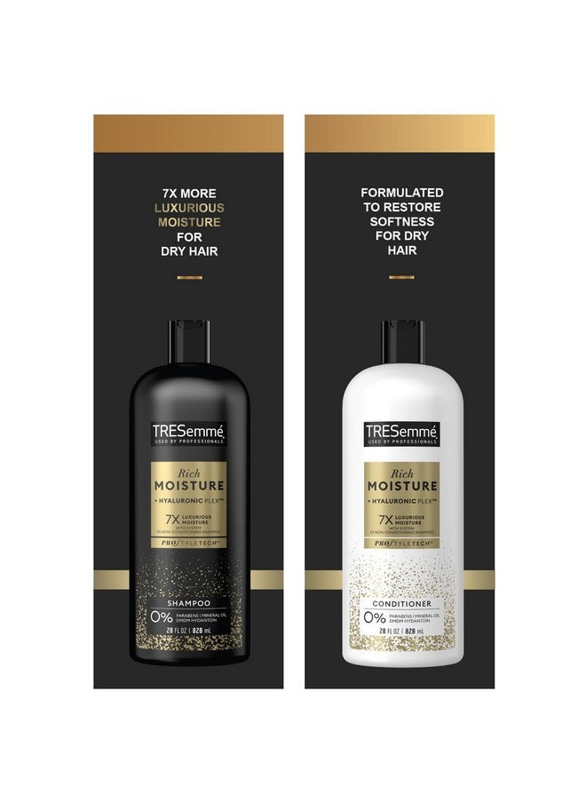 TRESemmé TRESemmé Shampoo & Conditioner, Sulfate-Free, Family Size - Moisture Rich Hair Treatment for Dry, Damaged Hair, Hydrating Hyaluronic Acid, Vitamin C, and Biotin for Hair Repair, 28 Oz (2 Piece Set)  - Image 3