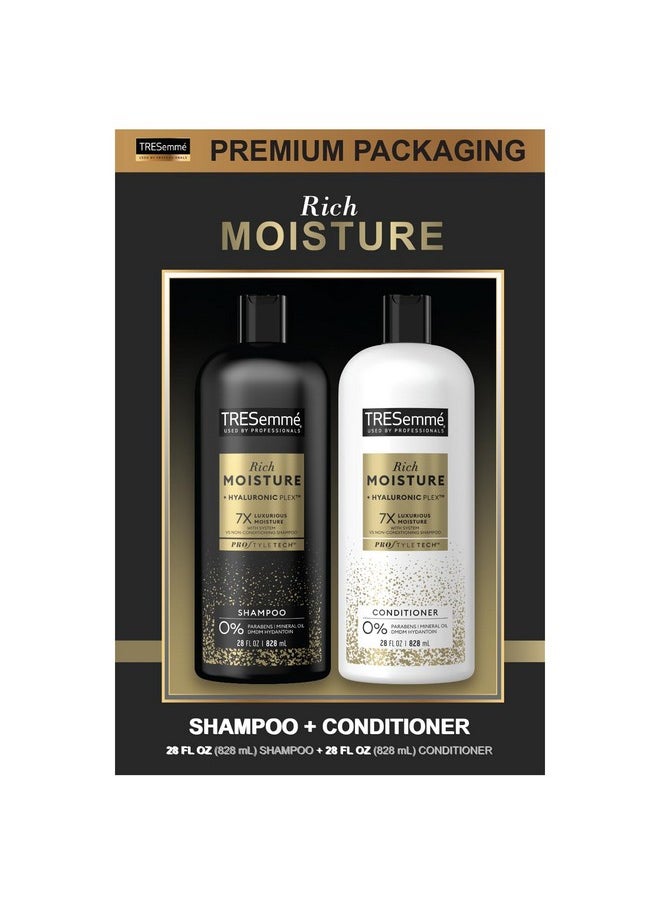 TRESemmé TRESemmé Shampoo & Conditioner, Sulfate-Free, Family Size - Moisture Rich Hair Treatment for Dry, Damaged Hair, Hydrating Hyaluronic Acid, Vitamin C, and Biotin for Hair Repair, 28 Oz (2 Piece Set)  - Image 1