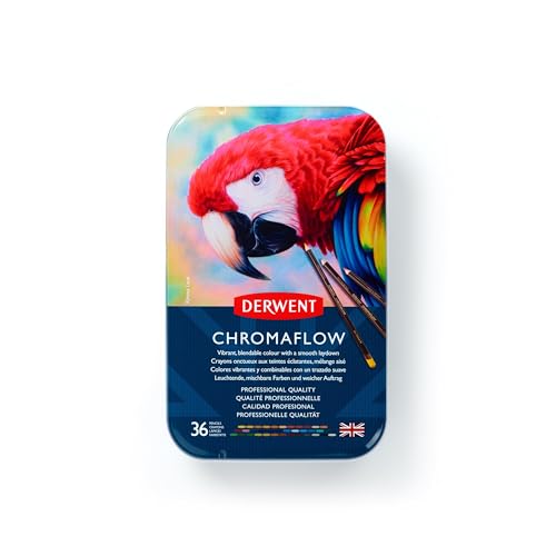 Derwent Chromaflow Colored Pencils 36 Tin, Set of 36, 4mm Wide Core, Multicolor, Smooth Texture, Art Supplies for Drawing, Blending, Sketching, Adult Coloring, Premier, Professional Quality (2306012) - Image 1