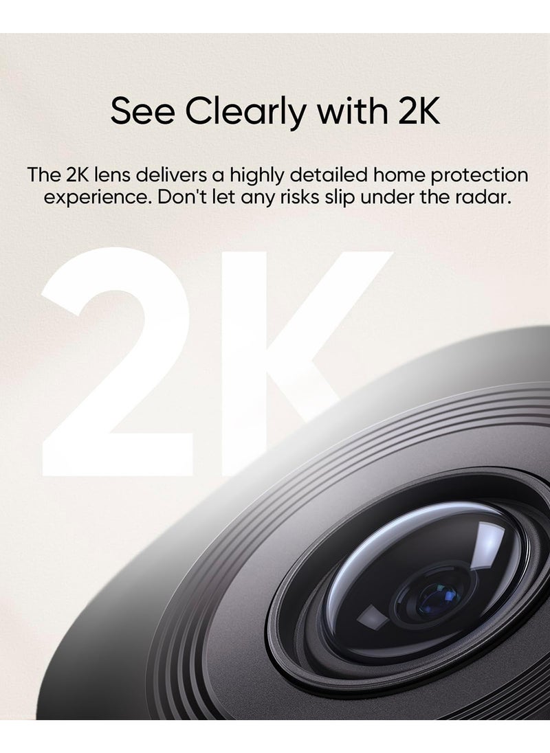 eufy - كاميرا eufy Security Indoor Cam C220، كاميرا أمان بدقة 2K مع PTZ بزاوية 360 درجة، كاميرا أمان داخلية مدمجة مع شبكة Wi-Fi 2.4G، الذكاء الاصطناعي البشري/الحركة، الرؤية الليلية، تتبع الذكاء الاصطناعي، متوافق مع HomeBase S380 - Image 1
